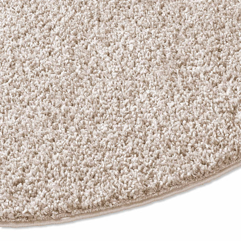 Shaggy Teppich | Flauschiger Langflor fürs Wohnzimmer, Esszimmer, Schlafzimmer oder Kinderzimmer | Creme Rund